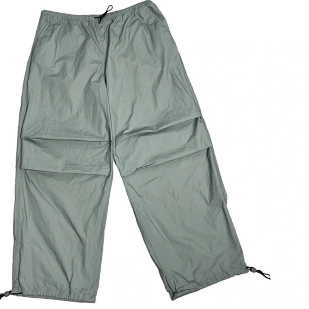 Divided H&M 90’s Y2K Parachute Pants Green Wide Leg Drawstring M - Picture 3 of 12